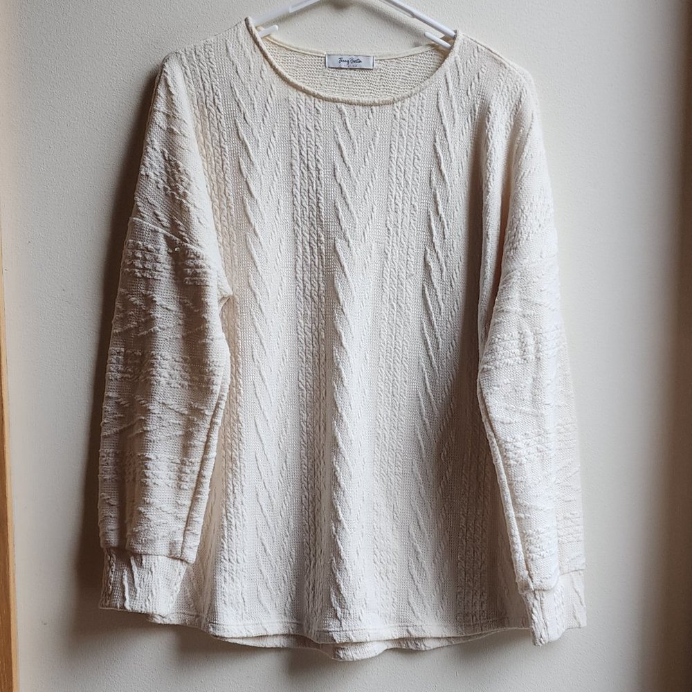 Jenny Boston Cream Scoop Neck Jersey Size Medium